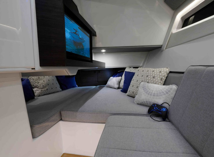 tv inside of boat