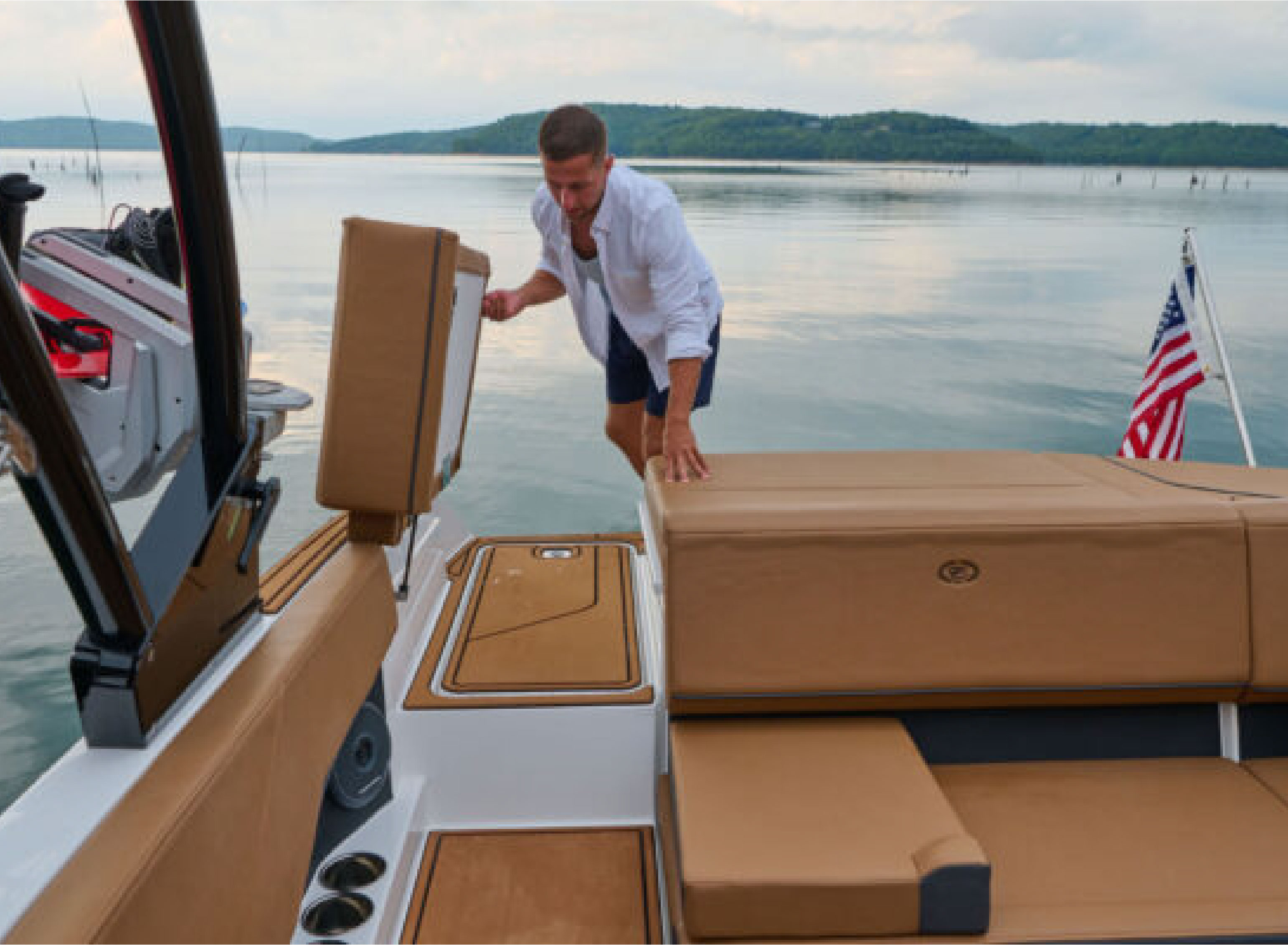 person on the back of a boat