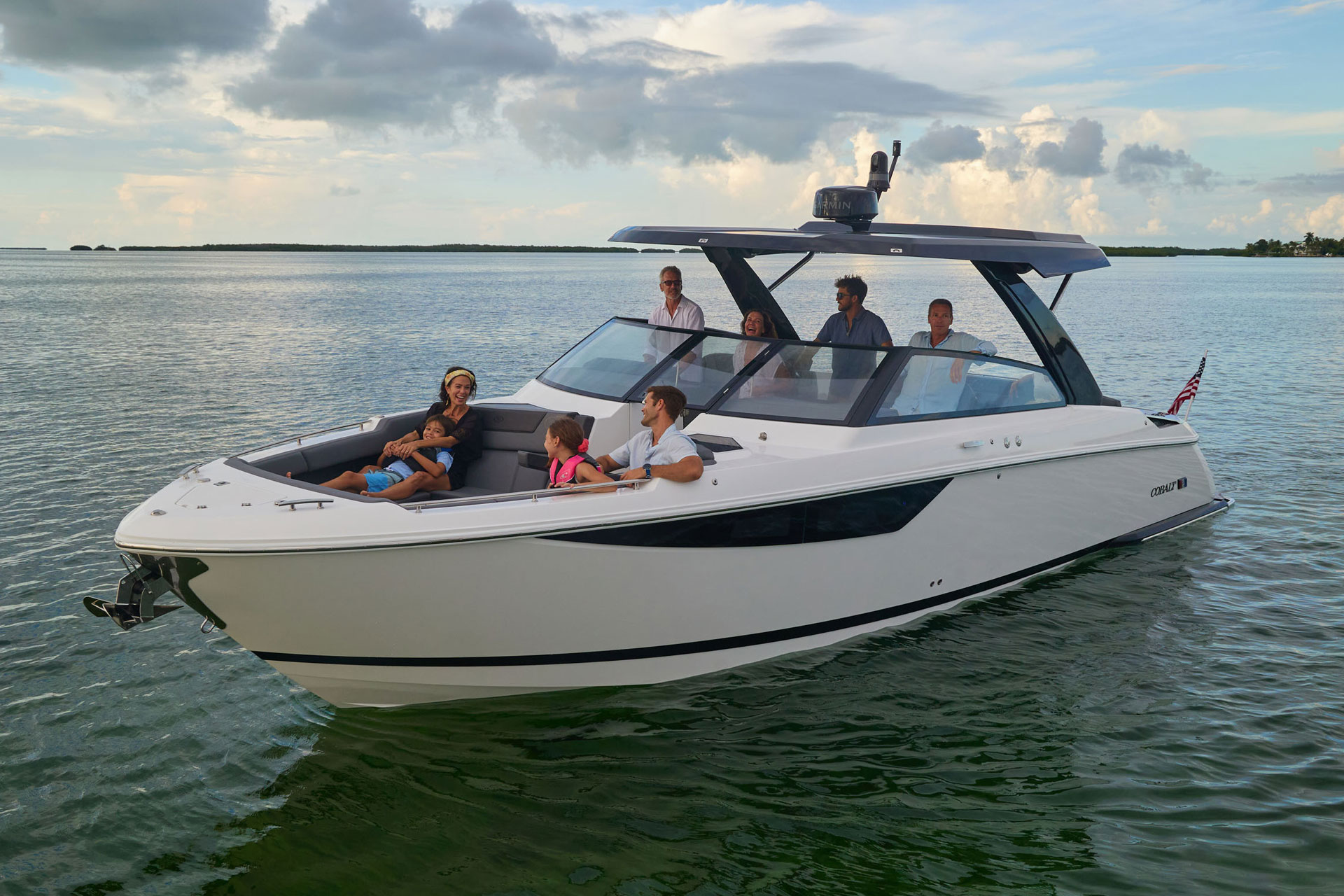 family on boat