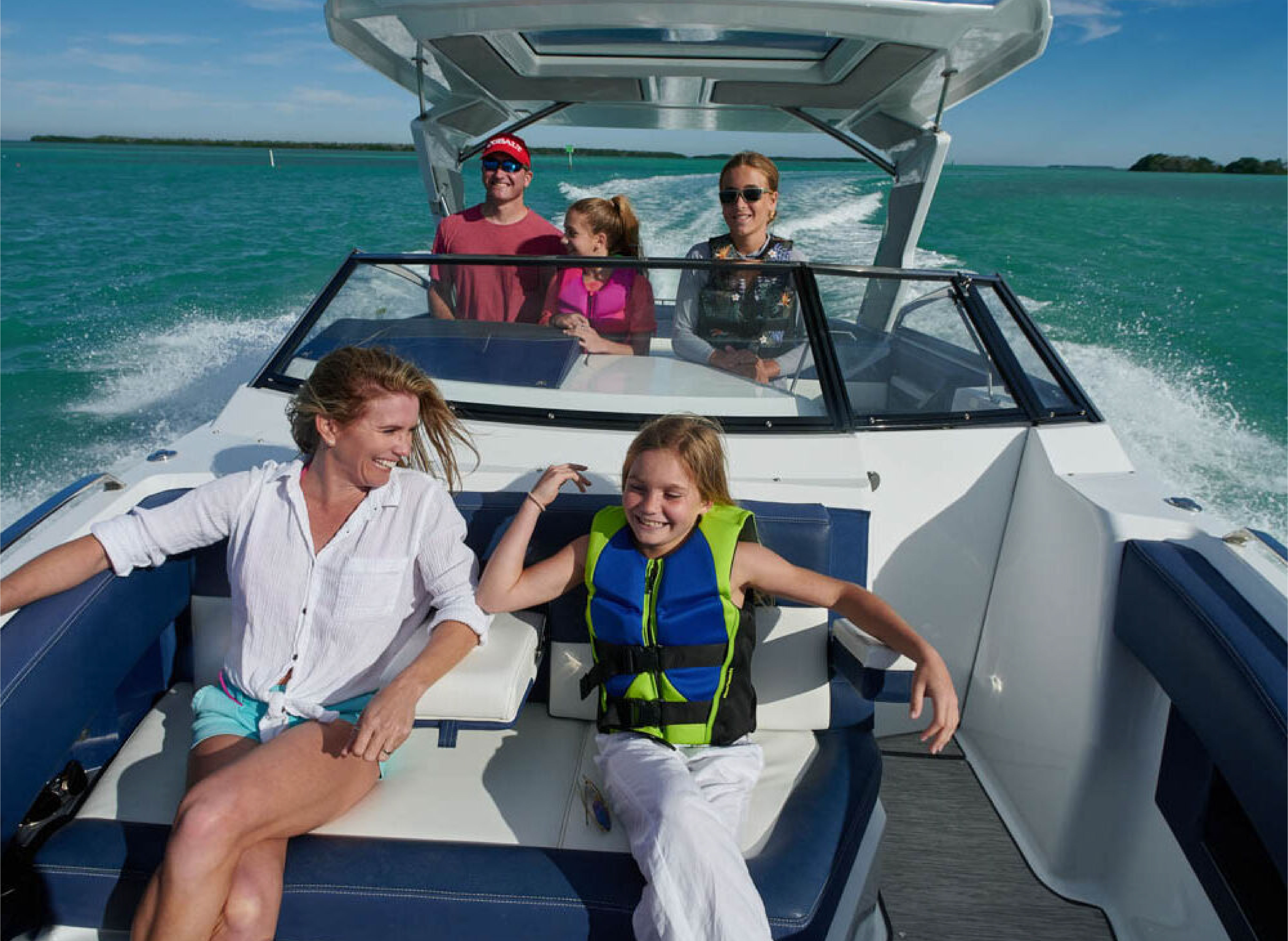 Family on boat