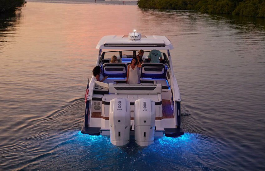 people on boat at night