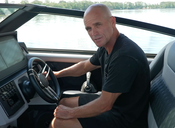 inside the cobalt R31 surf with Shaun