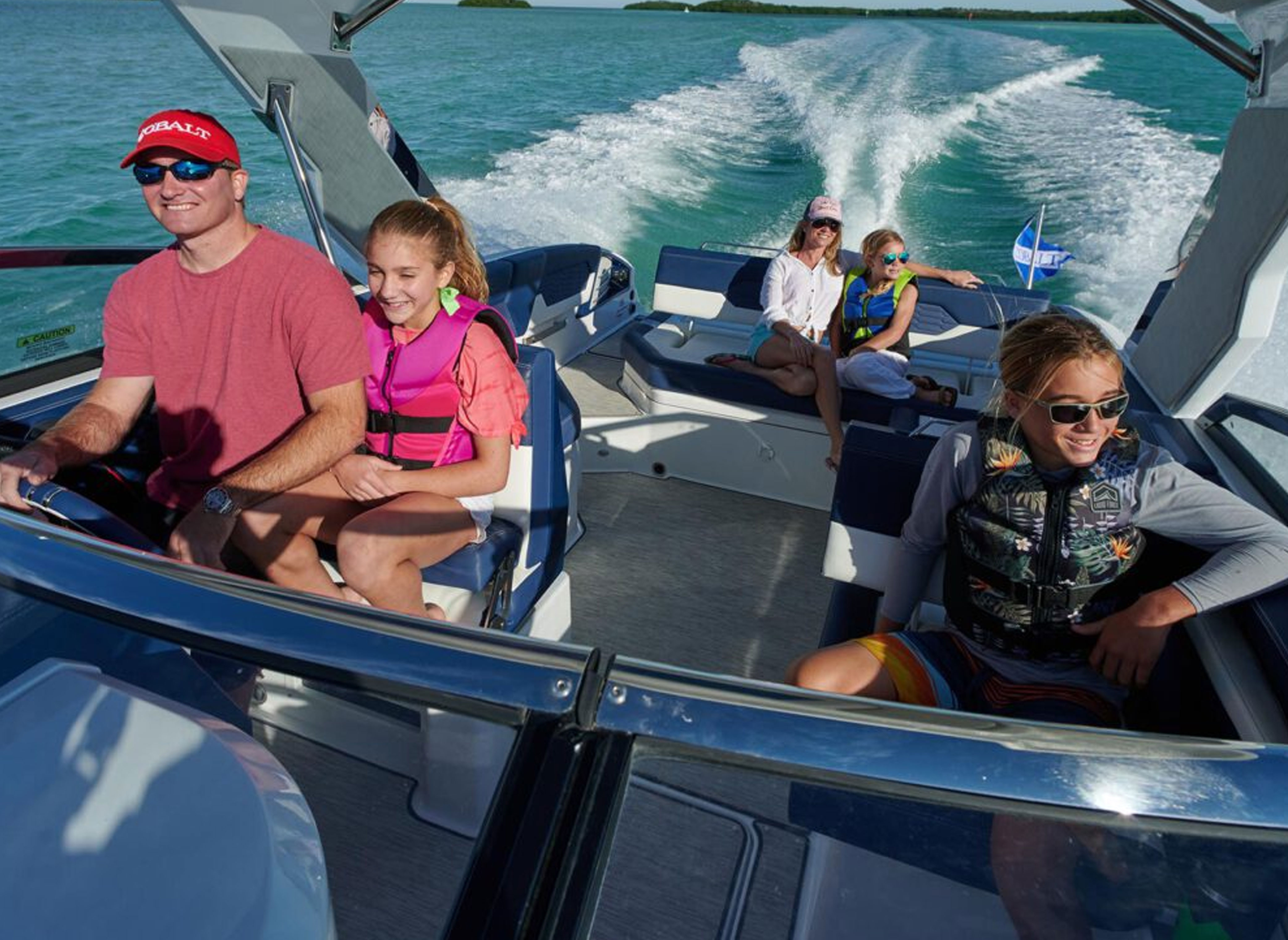family on a boat