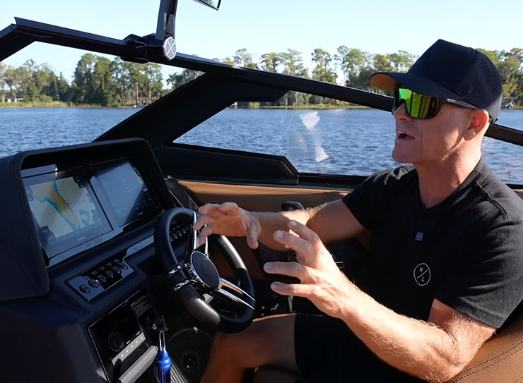 shaun talking in boat