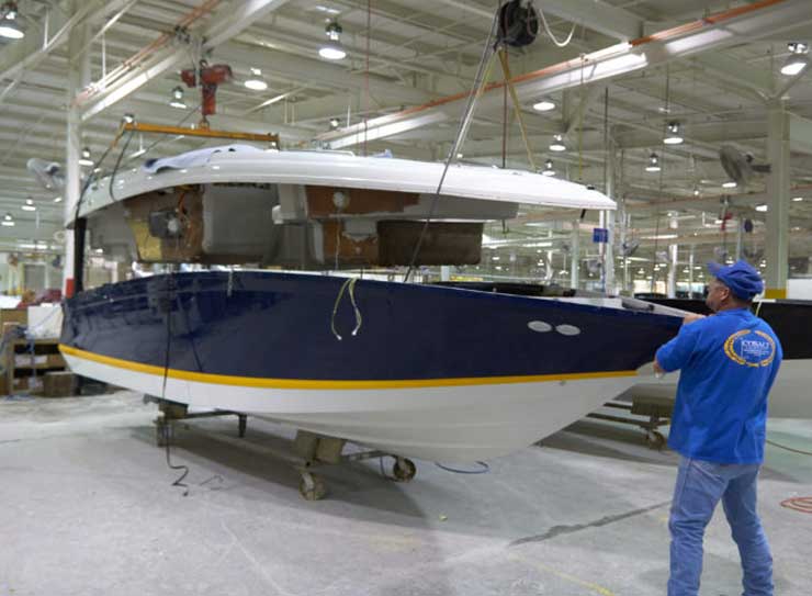 man working on boat