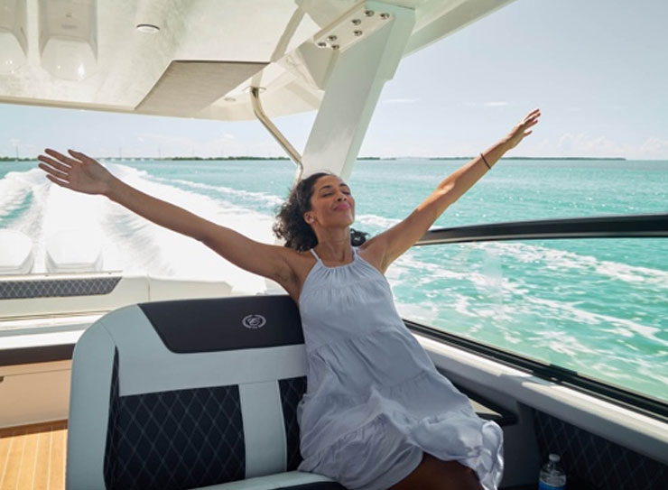 woman enjoying a boat