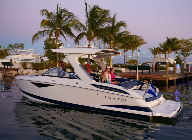 family on boat