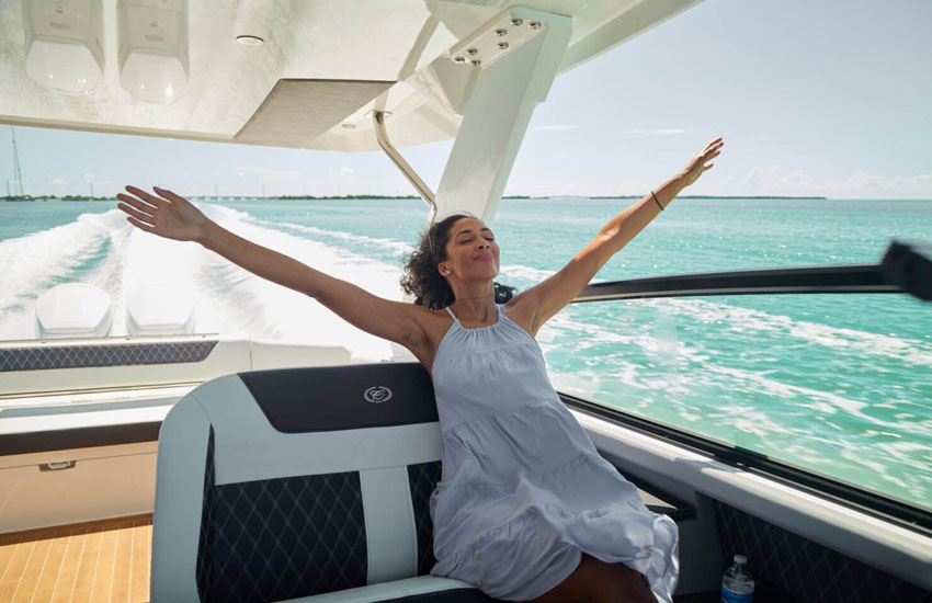woman enjoying a boat