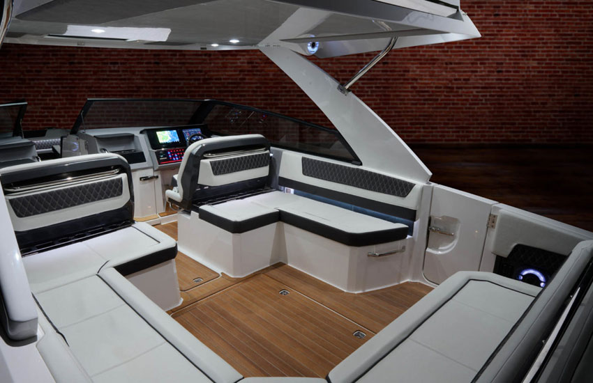 Normally a solid bench seat, the AutoDeploy galley deploys in seconds, ready for gourmet meals on the cockpit table