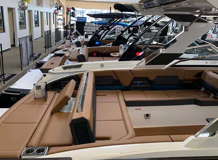 boats in a showroom