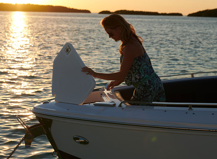 woman retrieving the anchor