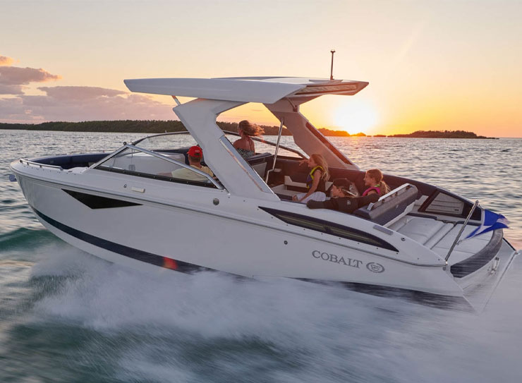 cobalt boat on water