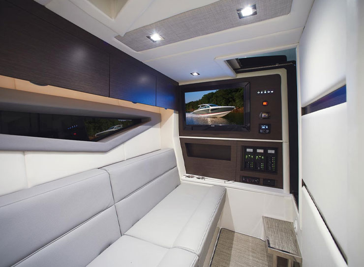 Finish off the day on the lake or a coastal cruise in the A36’s comfortable cabin
