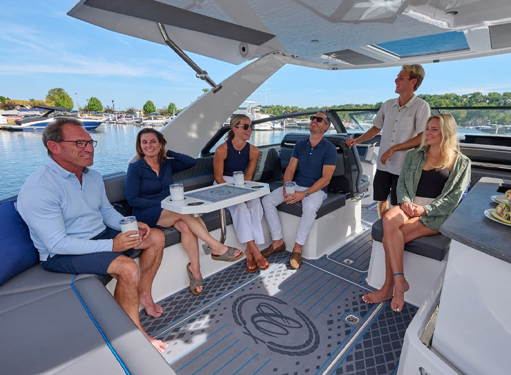 people enjoying drinks on a boat