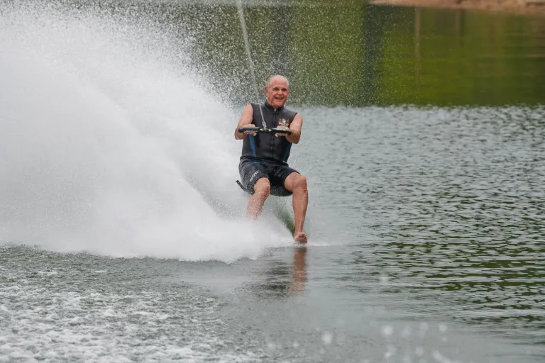 person wakesurfing